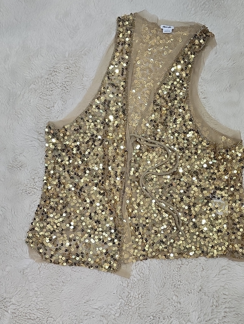 Kimchi Blue Gold Sequin Mesh Vest